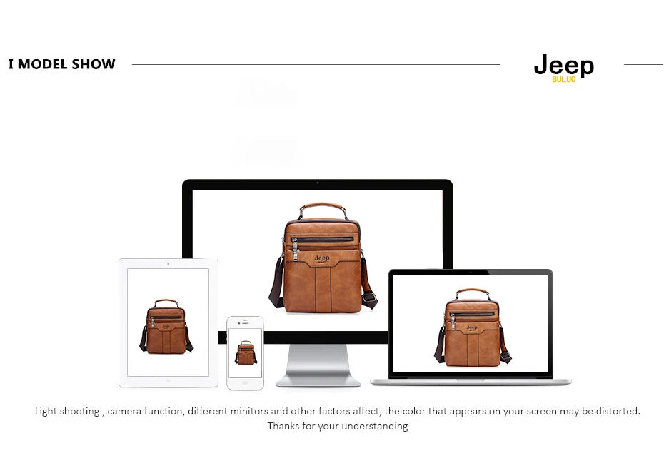 JEEP BULUO  High quality Tote Fashion Business Man Messenger Bag Big Size Split Leather Bags Brand Men's Crossbody Shoulder Bags