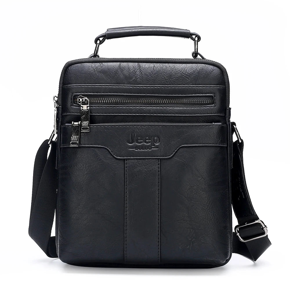JEEP BULUO  High quality Tote Fashion Business Man Messenger Bag Big Size Split Leather Bags Brand Men's Crossbody Shoulder Bags