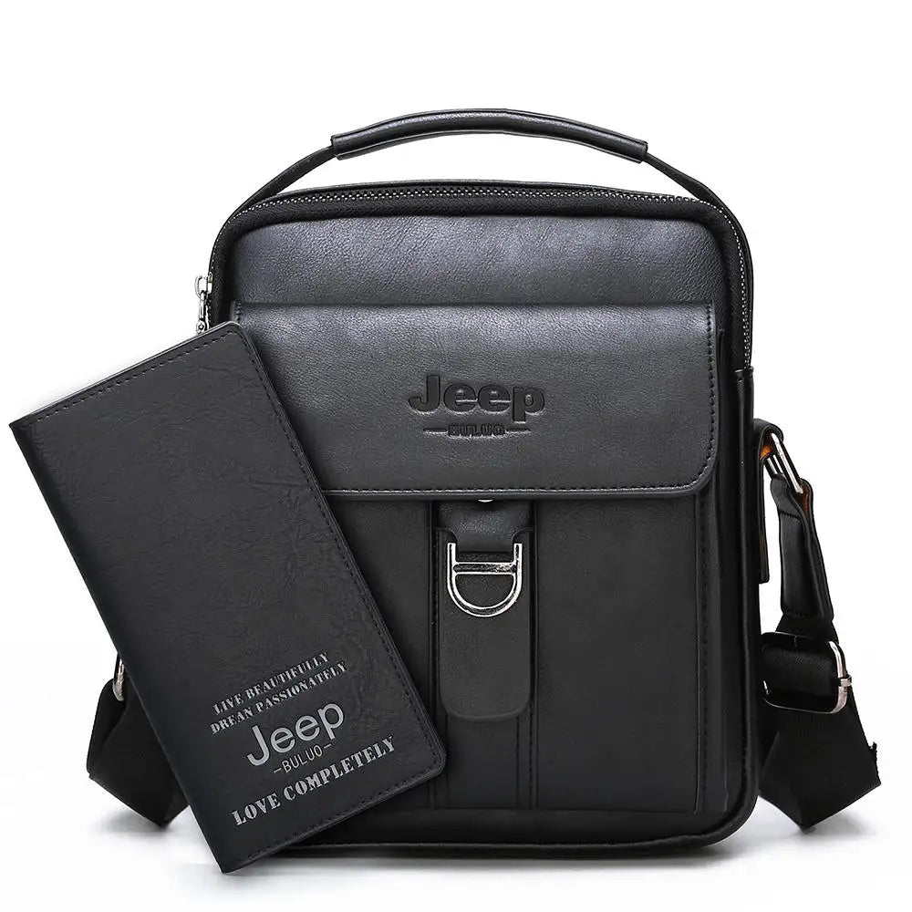 JEEP BULUO Brand Man's Shoulder Messenger Bag New High Quality Leather Crossbody Bags For Men Business Casual Fashion Tote Brown
