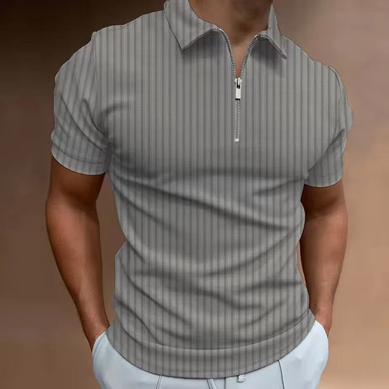 Men's Golf Shirt Quarter Zipper Polo Casual Holiday Lapel Short Sleeve T Shirt Fashion Basic Summer Regular Fit Polo Shirt